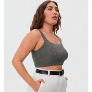 NWT Everlane Wool Blend Cozy Stretch Crop Tank Top Cami in Dark Grey M